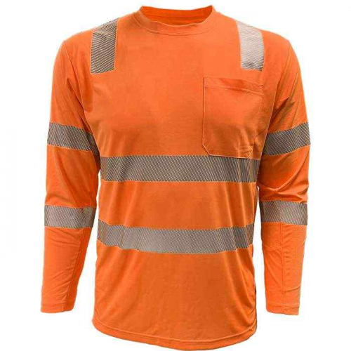 PIP 204CMPS-OR-SM, Reflective Apparel™, ANSI Type R Class 3 EcoChill Long Sleeve T-Shirt with Cool